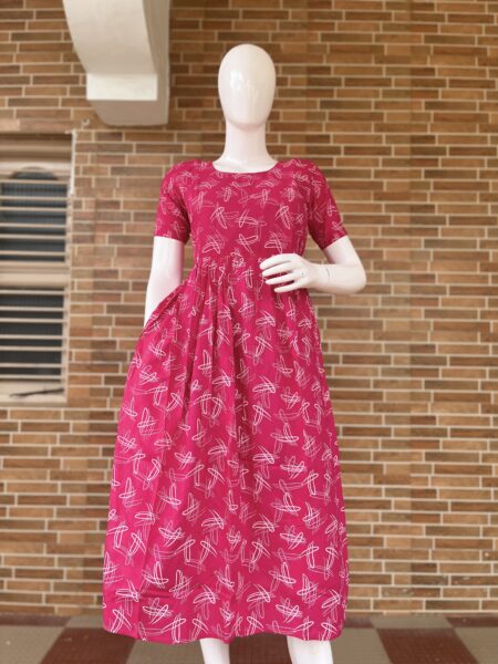 Maternity/Feeding kurti - Rayon Spring Pink