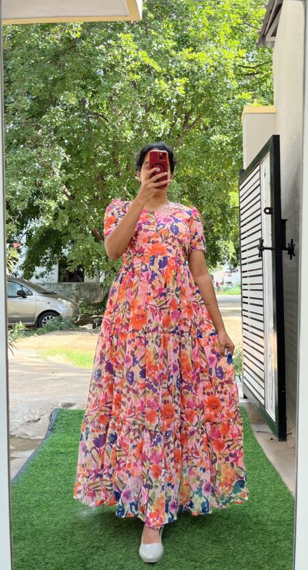 Georgette Maternity/ Feeding Maxi - 3tier - ORG