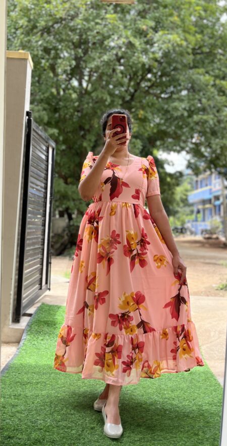 Georgette Maternity/ Feeding Maxi - 2tier - PeachBud