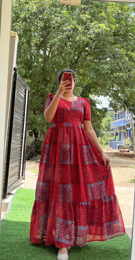 Georgette Maternity/ Feeding Maxi - 3tier - Red box