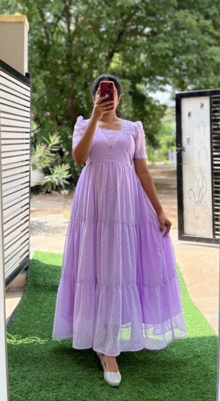 Georgette Maternity/ Feeding Maxi - 3tier - Lavender