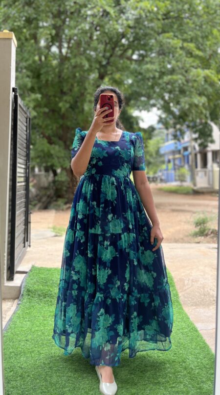 Georgette Maternity/ Feeding Maxi - 3tier - Peacock