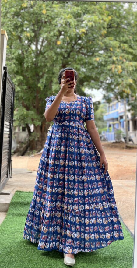 Cotton Maternity/Feeding kurti - Cotton Blue Swan